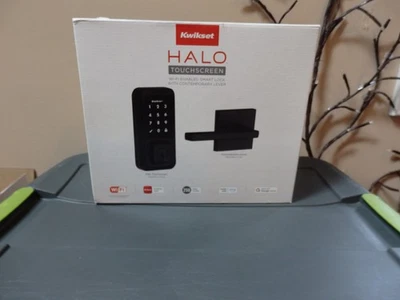 KWIKSET HALO TOUCHSCREEN WI-FI ENABLED SMART LOCK CONTEMPORARY LEVER MATTE BLACK - Image 1 of 4