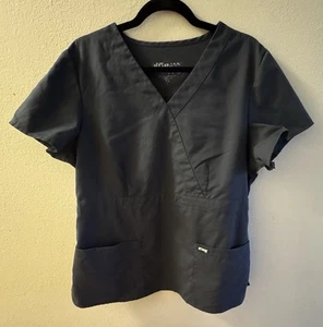 Grey's Anatomy Women's Scrub Top Size-XL-Black V-Neck Two Pocket - Picture 1 of 5