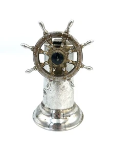 Vintage Hamilton Ship Wheel Chrome Table Cigarette Lighter Fliptop Untested Used - Picture 1 of 10