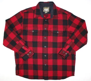 Eddie Bauer Shirt Men's L Sport Shop 100% Wool Flannel Buffalo Plaid Red Black - Picture 1 of 6