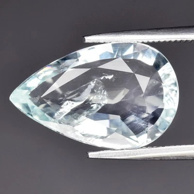 💎 Aguamarina azul muy claro natural pera de 3,87 quilates - sin calefacción, piedra preciosa de África Foto 1 de 4