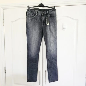 NUEVO Jeans 33W 32L Rebel ajustados Trasher relajado gris carbón denim elástico - Imagen 1 de 16