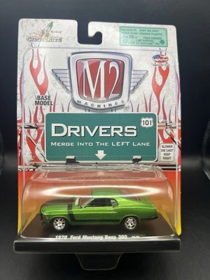 M2 Machines Drivers 1970 Ford Mustang Boss 302 Green w/ Black Stripe Release 1 - Image 1 of 3