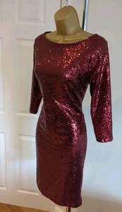 Rot Pailletten glitzernd 8-10 Weihnachten Party Kleid Reißverschluss hinten - Bild 1 von 10