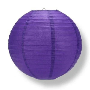 Quasimoon PaperLanternStore.com 12" Plum Purple Even Ribbing Round Paper Lant... - Picture 1 of 3