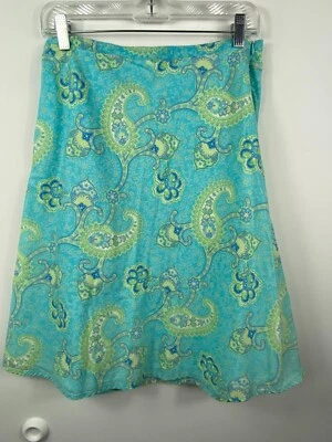 Tommy Hilfiger Talla 2 Turquesa y Verde Paisley Estampado Línea A Falda Algodón Forrada Foto 1 de 4