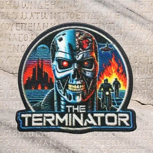 Terminator Retro Sci-Fi Alien Patch - Iron-On Applique Arnold Model 101 or T-800 - Picture 1 of 23