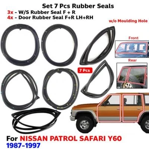 Windscreen Rubber w/o Mldg Door Seal Fits Nissan Patrol Safari Y60 1987-97 Set 7 - Picture 1 of 8