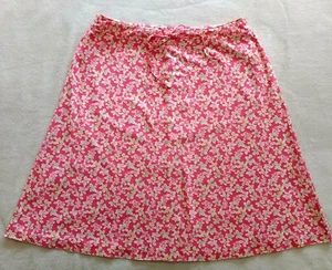 Talbot's Women's 14 Pink Floral Knee Length Lined Summer Skirt Waist Bow - Foto 1 di 8