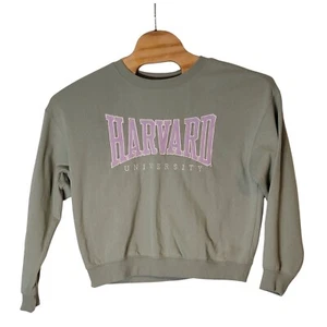 Divided Harvard University Sweatshirt Size Medium Women's Green Purple Logo - Picture 1 of 5