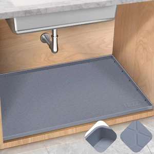 TRZZ Silicone Waterproof under Sink Mat 34" X 22", Drip Tray and Cabinet Liner f - Picture 1 of 12