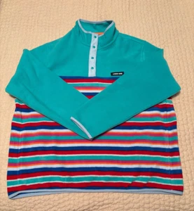 Neu mit Etikett Heritage Fleecepullover mit Druckknopfausschnitt Größe: Large REGENBOGENFARBEN MEHRERE STREIFEN - Bild 1 von 21