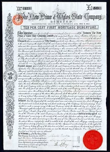 New Prince of Wales Slate Company Limited, 10% debenture, £50, 1879 - Picture 1 of 1