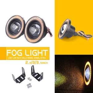 2.5" Car SUV COB LED Fog Light Projector Yellow Angel Eyes Halo Ring DRL Lamp ， - Picture 1 of 8