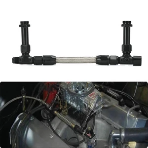 8AN Black Braided Dual Feed Carb Fuel Line Fitting For Holley 4150 Carburetor - Picture 1 of 5
