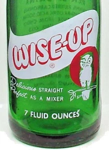 Wise-Up; Werbelow Beverages, Inc.; Shawano, Wis.; 2-color ACL soda pop bottle - Picture 1 of 3