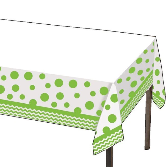 Chevron & Dots Fresh Lime Plastic Tablecloth 52" x 102" Tableware Decorations - Image 1 of 1