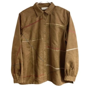 Camisa Blusa Chaqueta XL Koret Mujer Marrón Imitación Gamuza Abotonada Manga Larga - Imagen 1 de 15