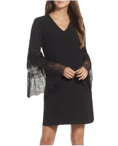 Kobi Halperin Black Suki Dress Bell Lace Long Sleeves Women’s Sz Small - Imagen 1 de 8