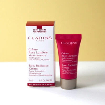 CLARINS ROSE RADIANCE CREAM SUPER RESTORATIVE SAMPLE - 5 ML / 0.1 OZ. IN BOX NEW - Image 1 of 2