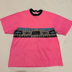 Vintage 90s Maui & Sons Mens All Over Print Surf Neon S/S T Shirt Adult Large - Picture 1 of 11
