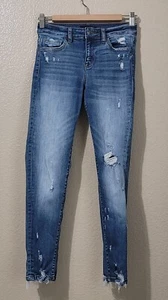 Vervet Jeans Womens Junior Sz 26 Blue Denim Jean Distressed 5 Pockets Med Rise - Bild 1 von 17