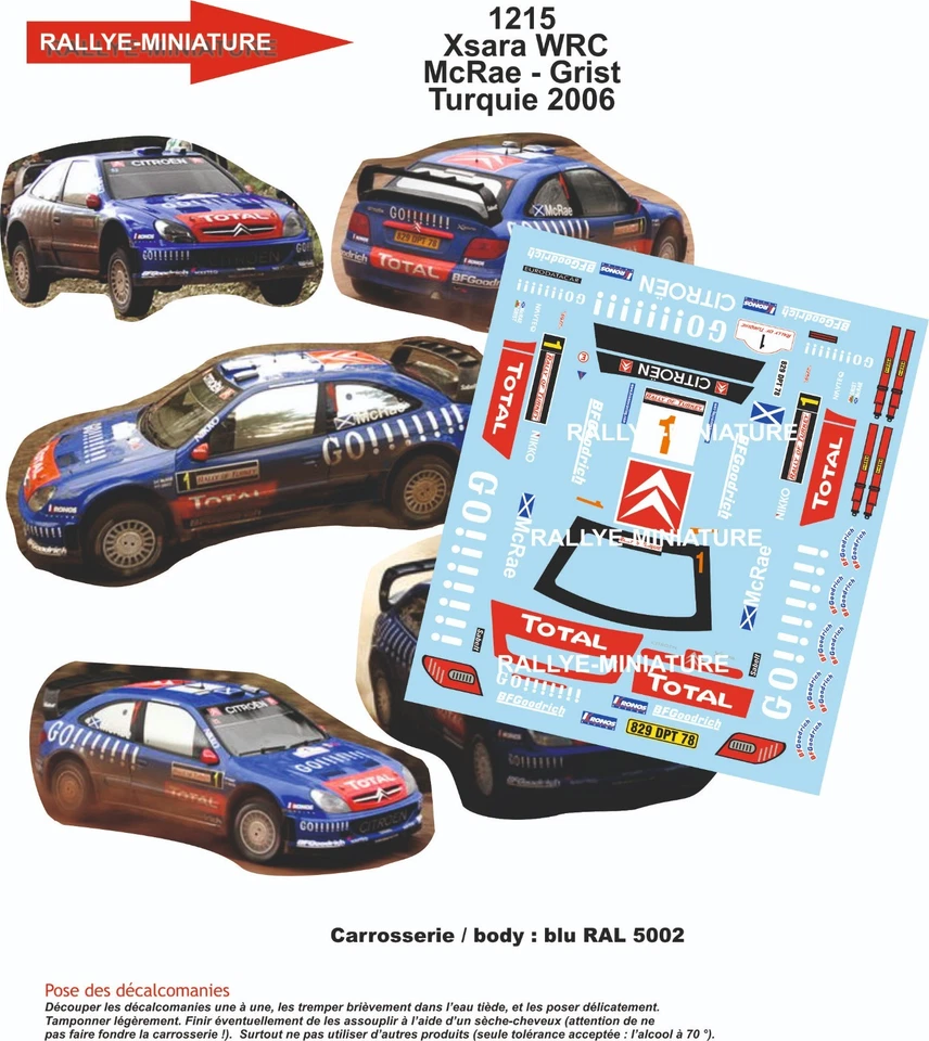 DECALS 1/18 REF 1215 CITROEN XSARA WRC COLIN MCRAE TURKISH RALLY 2006 RALLYE - Photo 1/1