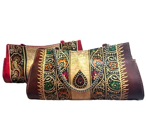 Shantiniketan Leather Designer Purse with Chain - Picture 1 of 4