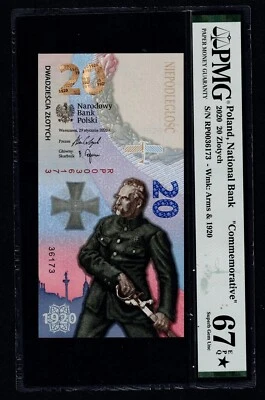 POLAND 20 ZLOTYCH 2020 100th Anniversary of the Battle of Warsaw PMG 67 EPQ STAR - Image 1 of 2