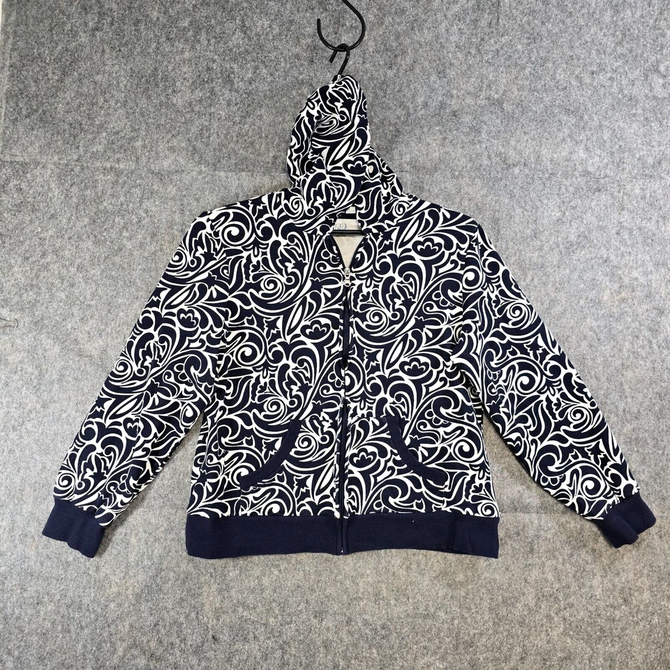 Sudadera con Capucha SJB Active para Mujer Grande Azul Blanco Tejido Remolino Bolsillos con Cremallera Completa Cómoda Foto 1 de 4