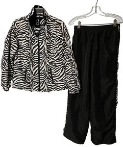 Wind Suit Women's Medium Pants Ac-tiv-ology Jacket (M) Pants (M) Zebra Print - Picture 1 of 7