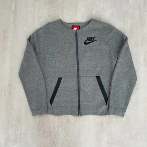 Nike Girls Jacket XL Cropped Grey Marl Age 13-15 Full Zip Crew Neck Sweatshirt - Picture 1 of 5