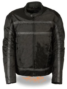 CHAQUETA TEXTIL PARA HOMBRE MOTO RACER CON RAYAS REFLECTANTES PESO LIGERO NEGRA - Imagen 1 de 12