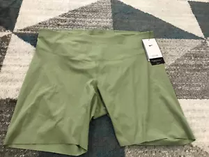 Nike Zenvy Women's Plus 1X Oil Green Gentle Support High-Waisted 8" Bike Shorts - Picture 1 of 6