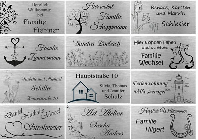 Türschild mit Bildern und Gravur nach Wunsch Namensschild Edelstahl 5 Größen Nr4 - Image 1 of 4