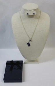 OW 925 Sterlingsilber Baguetteschliff Amethyst Halskette 18" Februar & Ohrringe - Bild 1 von 19