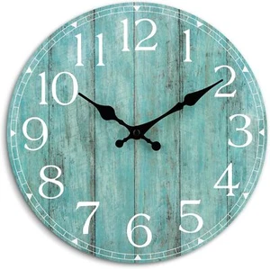 HYLANDA Orologio da Parete, Teal Silenzioso Antiaderente a Batteria, Cucina Rustico Vin - Foto 1 di 2