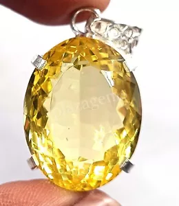 69.60 Ct Oval Yellow Citrine Pendant 925 Strealing silver Loose Gems 5FRA - Picture 1 of 7