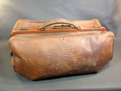 Ancienne valise sacoche en cuir de médecin début 20ème cartable - Photo 1/4