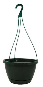 Cesti per piante da appendere verdi 10" - senza piattino con appendiabiti in plastica - quantità 50 - Foto 1 di 3