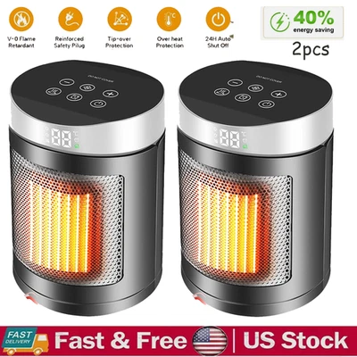 2PACK Portable Ceramic Space Heater for Office Room Indoor Use Bedroom 1500W PTC - Image 1 of 4