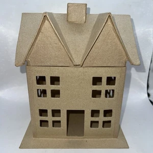Paper Mache Putz style House Box - Ready to Paint - 8” tall -Craft Supply - Picture 1 of 9