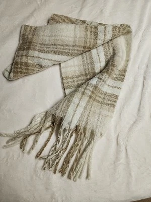 Bufanda Old Navy Flecos suaves crema/marrón bufanda de gran tamaño Foto 1 de 4