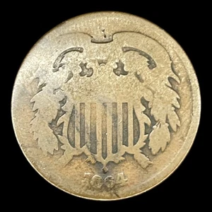 1864 Two Cent Piece 2c USA 2 Cents Antique Copper Coin - Picture 1 of 2