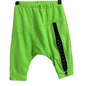 Posh Kiddos Neon Green Harem Shorts Checkered Pocket Size 7Y - Picture 1 of 6