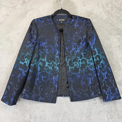 Kasper Blazer Womens 2 Petite Jacquard Floral Brocade Open Jacket Elegant Dressy - Image 1 of 4