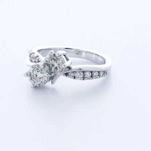 ANILLO PROMESA BANDA DIVIDIDA ORO BLANCO 14K CORTE REDONDO H/SI2 DIAMANTES NATURALES 1.52CTW - Imagen 1 de 3