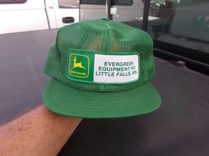 Vintage John Deere Dealer Evergreen Little Falls Minnesota Mesh Snapback Cap - Picture 1 of 8