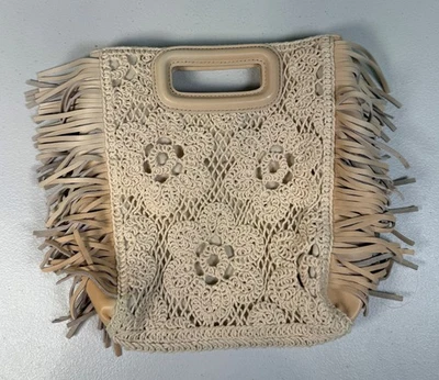 Bolso Maje Beige Crochet Tejido M con Manchas Foto 1 de 4