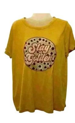 Camiseta Gráfica Southern Grace Marca Stay Aplicaciones Doradas Mostaza Girasoles Talla L Foto 1 de 2